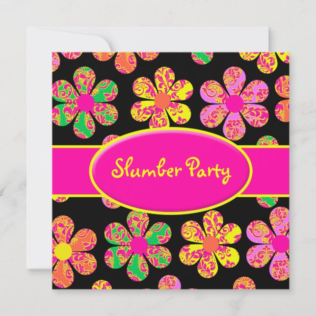 Invitation Fleurs Neon Damask (Devant)