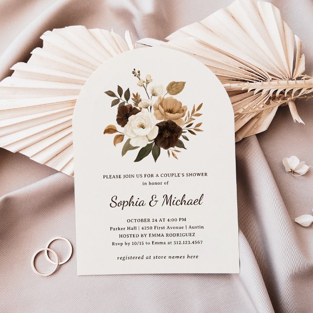 Invitation Fleurs neutres et brunes | Shower pour couples (Créateur téléchargé)