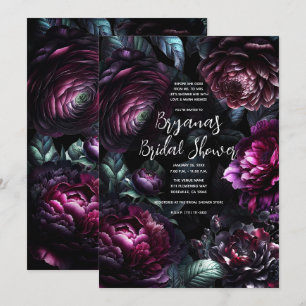 Invitation Fleurs noires enchantées et audacieuses à l'humeur