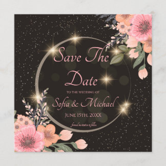 Invitation Fleurs noires Faire suivre la date