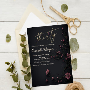 Invitation Fleurs noires gothique 30e anniversaire