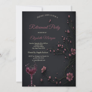 Invitation Fleurs noires Partie de retrait en verre de vin go
