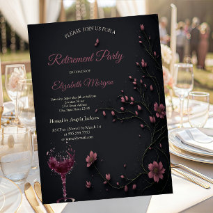 Invitation Fleurs noires Partie de retrait en verre de vin go