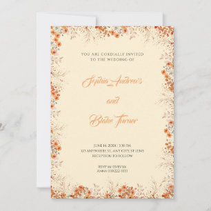 Invitation Fleurs oranges délicates Mariage jaune joli