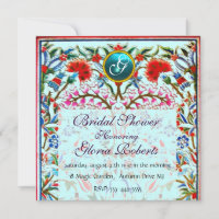 FLEURS ORIENTALES DAMASK MONOGRAM Blue Aquamarine