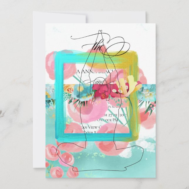 Invitation *~* Fleurs Parties scintillant Abstraite moderne M (Devant)