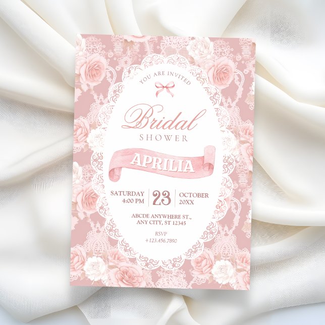 Invitation Fleurs pastel rose pour baby shower (Créateur téléchargé)