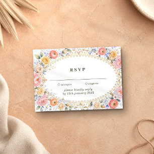 Invitation Fleurs pastel rose tendre répondre mariage