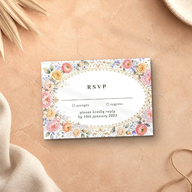 Invitation Fleurs pastel rose tendre répondre mariage (Créateur téléchargé)