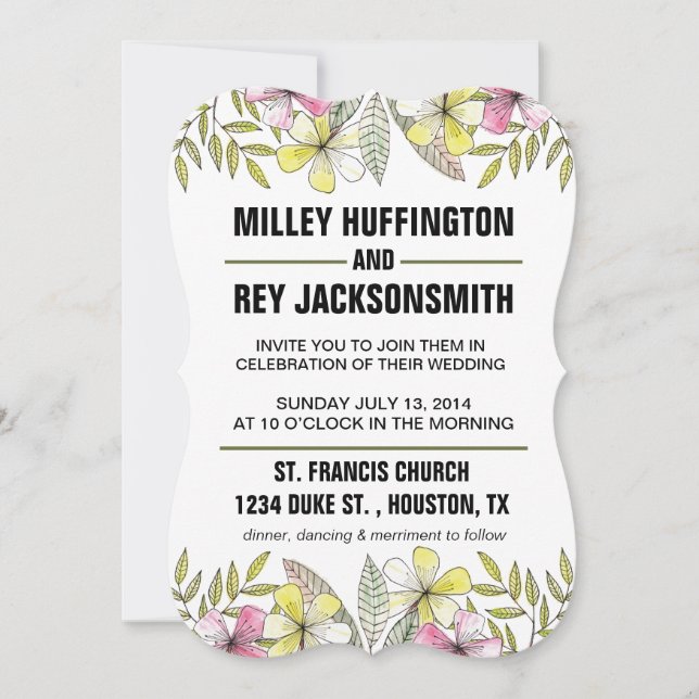 Invitation fleurs peintes à la main (Devant)