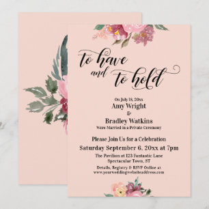 Invitation Fleurs Peintes en Rose À Avoir et À Tenir sur Joue