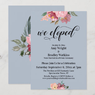 Invitation Fleurs Peintes en Rose Nous nous sommes Enfuis en 
