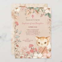 Fleurs photo de chats vintages Bébé Fille Baptême