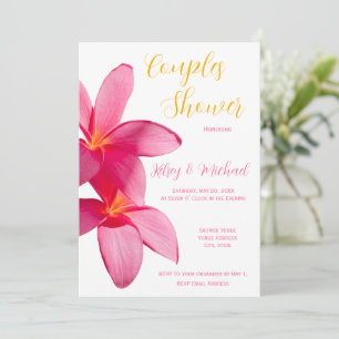 Invitation Fleurs Plumeria rose, Tropical, Floral, Couples