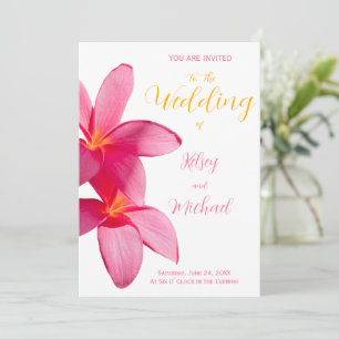 Invitation Fleurs Plumeria rose, Tropical, Mariage Floral