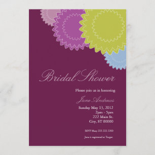 Invitation Fleurs pointillées - violet, vert, bleu
