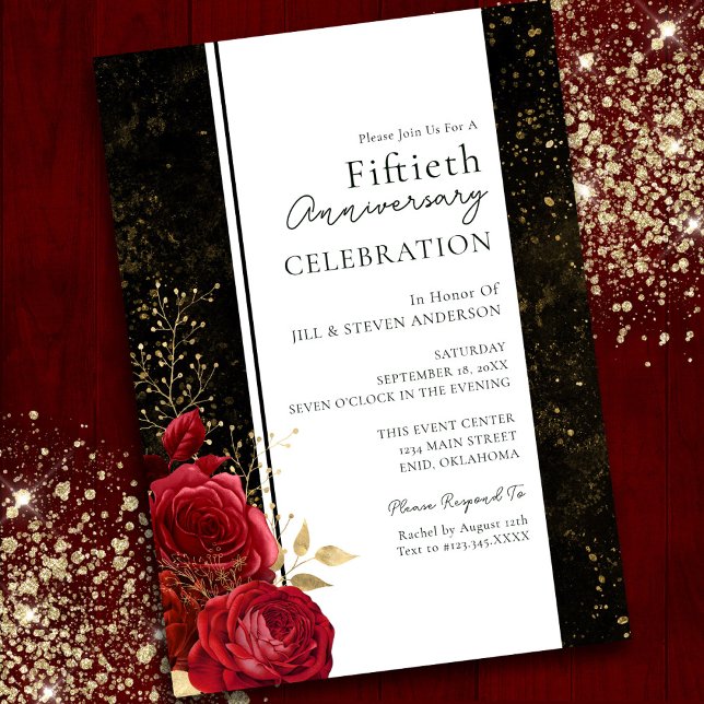 Invitation Fleurs pour le 50e anniversaire de mariage Budget  (Créateur téléchargé)