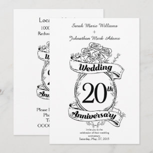 Invitation Fleurs pour les 20 ans de mariage