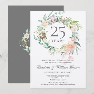 Invitation Fleurs pour les 25 ans de mariage