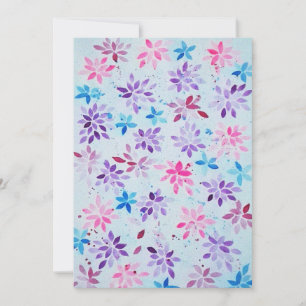 Invitation Fleurs pourpres et roses à l'aquarelle fantaisiste