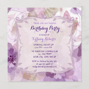 Invitation Fleurs pourpres Fleurs Fleurs Fête Anniversaire