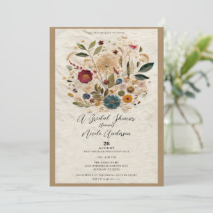 Invitation Fleurs Pressées de Jardin Fantaisiste Mariage Bohè