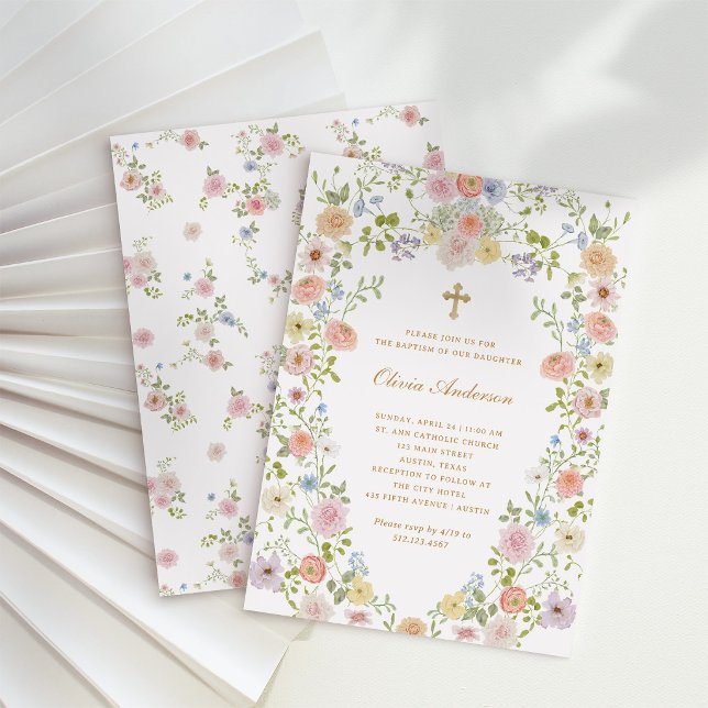 Invitation Fleurs printanières colorées | Baptême floral (Créateur téléchargé)