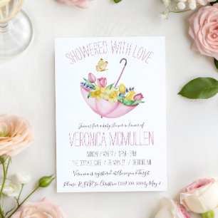 Invitation Fleurs printanières colorées et douche de bébé sou