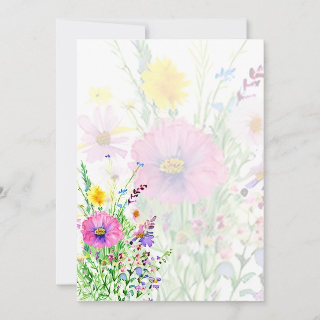 Invitation Fleurs printanières colorées vierge Mariage (Devant)