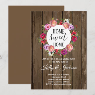 Invitation fleurs printanières, fête de pendaison de crémaill