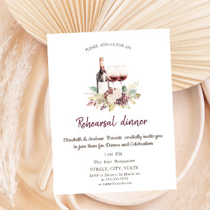 Invitation Fleurs Raisins de Vin de Bourgogne Dîner de Répéti