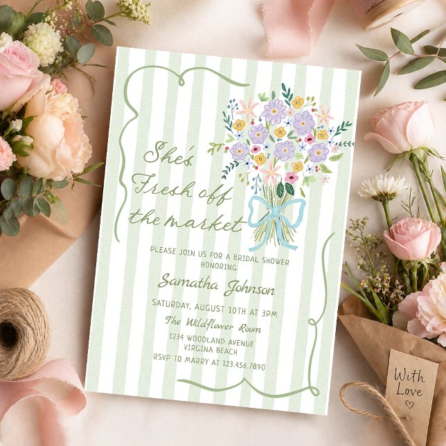 Invitation Fleurs rayées fraîches débarquées de la Shower de  (Créateur téléchargé)