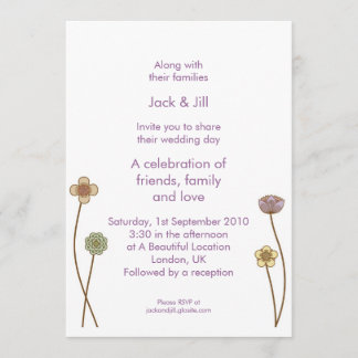 Invitation Fleurs regardant (blanc) 5x7