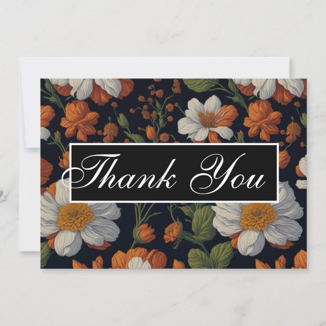 Invitation Fleurs rétro élégantes et élégantes de couleur ora (Devant)