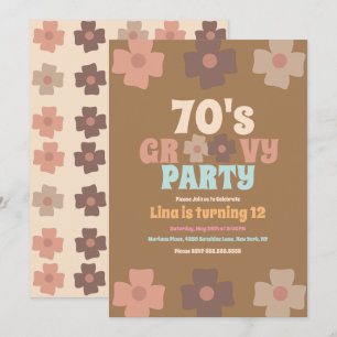Invitation Fleurs Rétro Florales Groovy Anniversaire Bohème