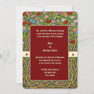 Invitation Fleurs Rétro Vintage Ère Victorienne Arts & Crafts