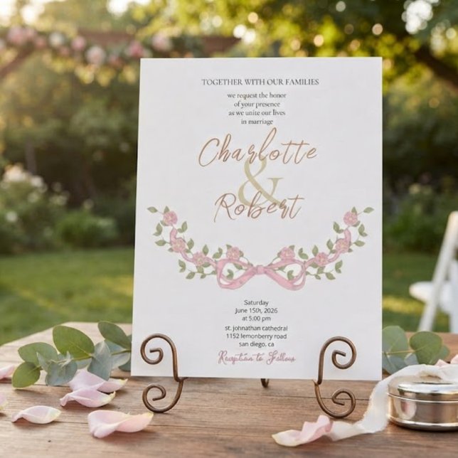 Invitation Fleurs romantiques autour du mariage botanique de  (Créateur téléchargé)