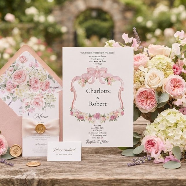 Invitation Fleurs romantiques autour du mariage botanique de  (Créateur téléchargé)