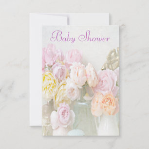 Invitation Fleurs Romantiques dans des Pots Baby Shower