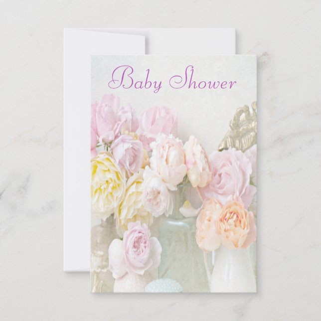 Invitation Fleurs Romantiques dans des Pots Baby Shower (Devant)
