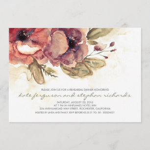 Invitation Fleurs romantiques Dîner de répétition Vintage