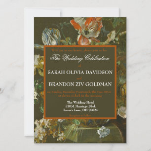 Invitation Fleurs Romantiques Sombres Antiques Tole Mariage