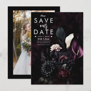 Invitation Fleurs Romantiques Sombres et Émouvantes pour un M