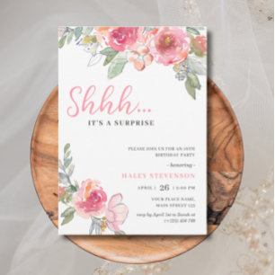 Invitation Fleurs rose aquarelle 18e anniversaire bohème chic