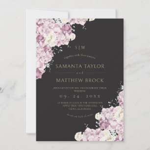 Invitation Fleurs Rose Poussiéreux ⎮Mariage Moderne Tout en U