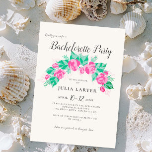 Invitation Fleurs Rose Vert Jardin de Roses Enterrement de Vi