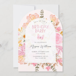 Invitation Fleurs roses 