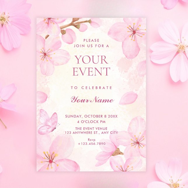 Invitation Fleurs roses  (Créateur téléchargé)