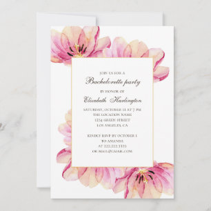 Invitation Fleurs roses aquarelles. Fête de bachelorette flor