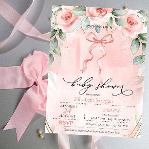 Invitation Fleurs roses arc-en-ciel Baby Shower